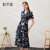 EITIE爱特爱夏季新款印花时尚气质A字裙V领高腰连衣裙7007761 商品缩略图0