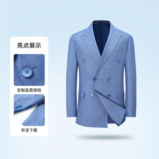 【新款DDS】大依优型薄款意式双排扣西服商务休闲夹克外套男宽松加肥加大码男士上衣胖子 商品图3