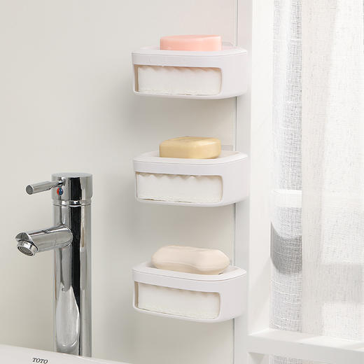 FaSoLa 沥水肥皂盒壁挂式香皂盒免打孔多功能双层家用浴室洗手间悬挂排水 商品图8