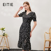 EITIE爱特爱夏季新款时尚V领高腰显瘦印花泡泡袖连衣裙7007749 商品缩略图0