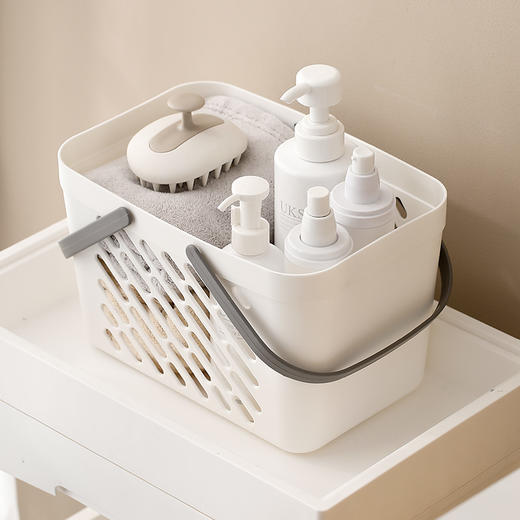 FaSoLa 浴室手提洗澡篮子洗漱用品杂物收纳筐塑料学生卫生间沐浴收纳框 商品图6