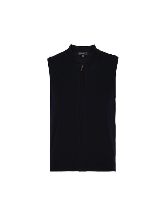 callisto藏青毛晴拉链开衫棒球领针织马甲 FRVST008C 商品图3