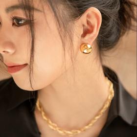 盐岛 至简系列半球耳钉铜厚镀18K（白）金