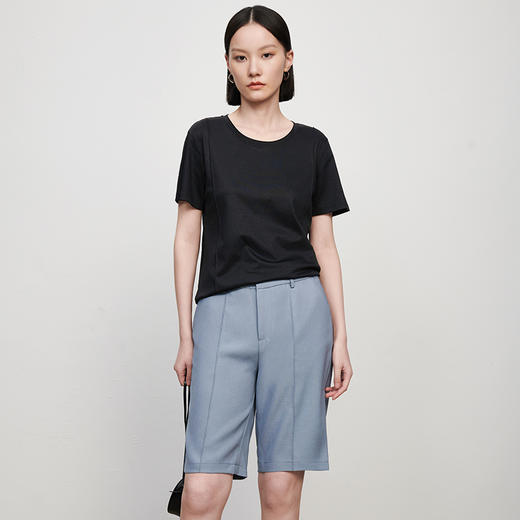 【品牌优选】【合作直发】IN AND ON新款华尔兹花纱麻感缉线休闲中裤时尚百搭五分裤 商品图2