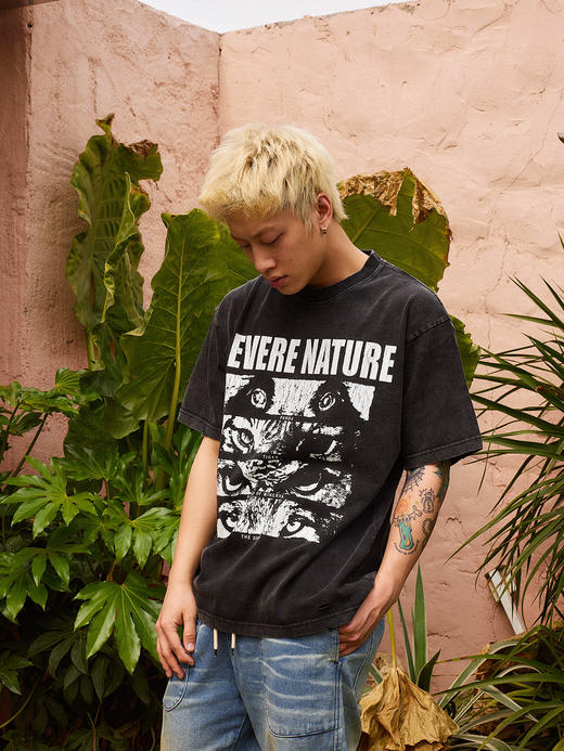 【潮流风尚专区】OSSANCH 动物爆裂纹水洗印花T 商品图1