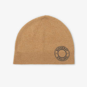 BURBERRY 巴宝莉 女士徽标图案羊绒毛线针织帽 驼色 8045082 A1420