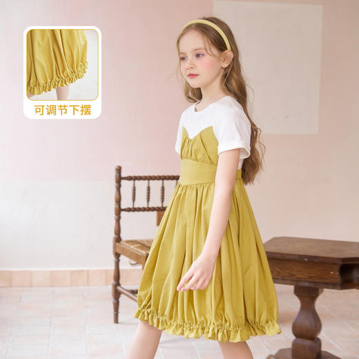 mettekids女童连衣裙儿童夏季新款洋气公主裙中大童假两件裙子 商品图0