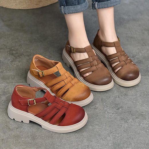 TN T75629-80厚底凉鞋包头魔术贴外穿罗马鞋 商品图0