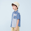 mettekids儿童短袖牛仔衬衫夏季男童纯棉衬衣中大童休闲撞色上衣 商品缩略图0
