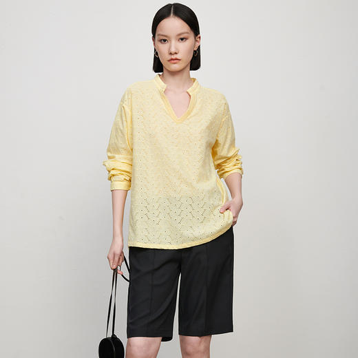 【品牌优选】【合作直发】IN AND ON新款华尔兹花纱麻感缉线休闲中裤时尚百搭五分裤 商品图3