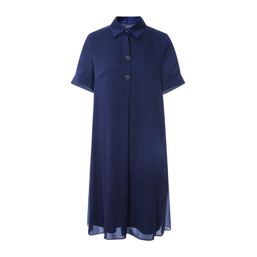 EITIE爱特爱夏季新款气质通勤百搭褶皱显瘦衬衫连衣裙7007723 商品图5