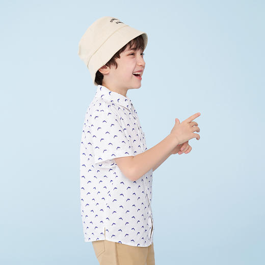 mettekids男童短袖衬衫夏季儿童洋气时髦衬衣中大童卡通童装上衣 商品图1