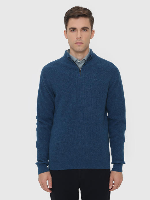 callisto蓝色全羊绒半高领拉链款 FRKNW069H 商品图0