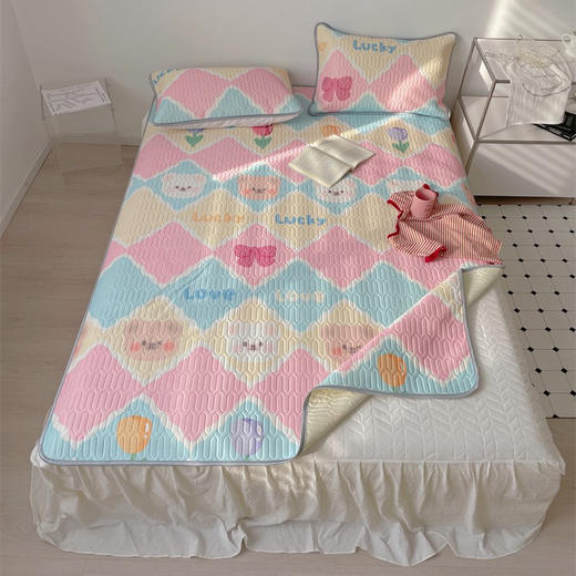 乳胶凉席三件套夏季裸睡家用冰丝可水洗折叠学生宿舍单人席子 商品图4