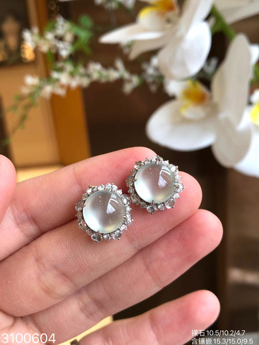 玻璃蛋面耳钉 55999【3100604】 商品图0