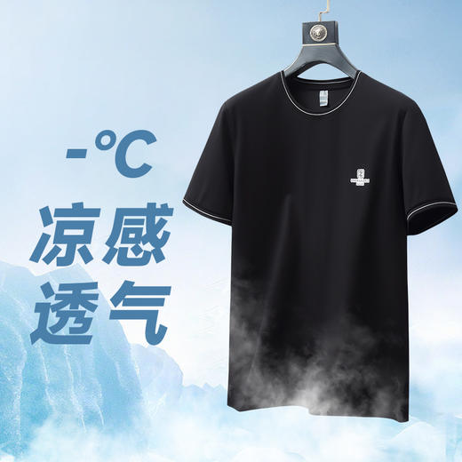 【新款DWN】大依优型大码男装冰爽棉圆领短袖T恤休闲运动加肥加大胖子穿大号打底半袖 商品图3