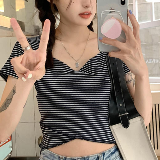 裁缝学苑AQ168新款v领正肩短袖t恤纸样女装高腰短款上衣服装打板 商品图4