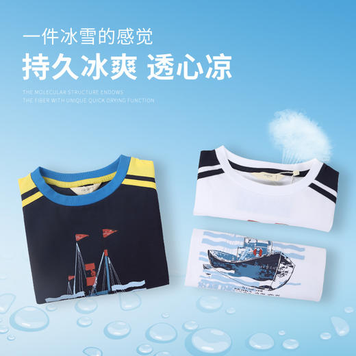 mettekids儿童短袖t恤夏季男童凉感速干上衣中大童卡通圆领童装 商品图1