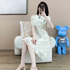 奢姿2025年夏装新款大码女装复古旗袍裙子胖妹妹印花时尚连衣裙9932825348 商品缩略图2