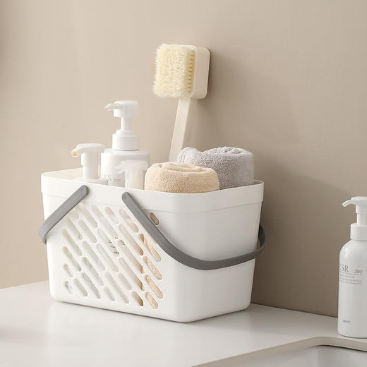 FaSoLa 浴室手提洗澡篮子洗漱用品杂物收纳筐塑料学生卫生间沐浴收纳框 商品图2
