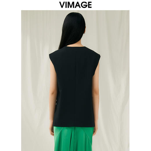 VIMAGE纬漫纪夏季新款百搭马甲简约修身西装薄外套V1903514 商品图3