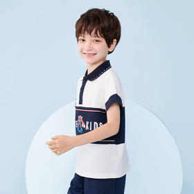 mettekids男童短袖t恤夏季儿童卡通上衣中大童帅气凉感polo衫童装