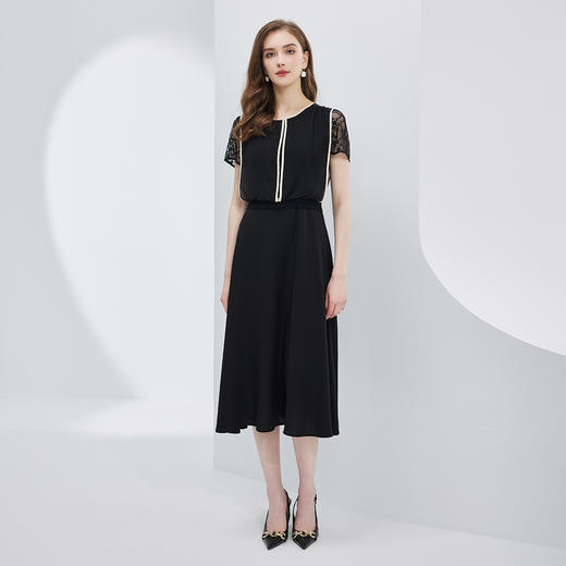 NF8C9斯尔丽瑟俪2023年拼接假两件式经典时尚大方小黑裙连衣裙 商品图3