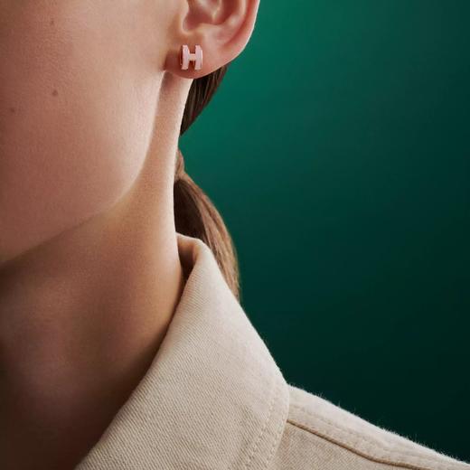 【预定款】爱马仕 Hermes 女士玫瑰金樱花粉 Mini Pop H耳环/耳钉 原装全套礼盒 商品图1