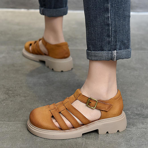 TN T75629-80厚底凉鞋包头魔术贴外穿罗马鞋 商品图3