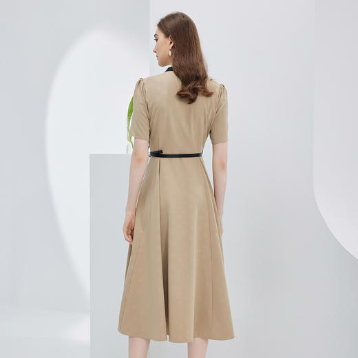 NF8C5斯尔丽瑟俪2023春夏新款撞色小立领显瘦装饰线收腰大摆简洁连衣裙 商品图1