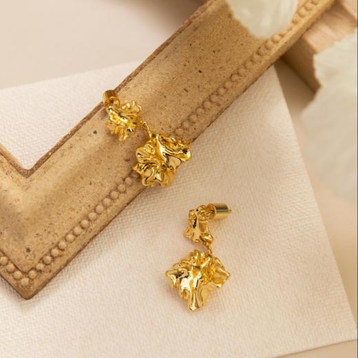 盐岛熔蜡大小块耳环 独特轻奢高级镀金熔岩耳饰 商品图5