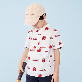 mettekids男童短袖衬衫夏季儿童洋气休闲衬衣中大童字母印花上衣