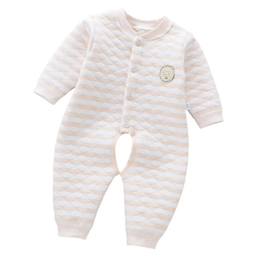 【婴儿保暖连体衣】新生婴儿连体衣春秋冬加厚三层保暖夹棉彩棉开裆宝宝哈衣爬服家居 商品图4