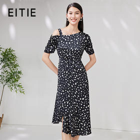 EITIE爱特爱夏季新款时尚洋气单露肩高腰显瘦印花连衣裙7007747
