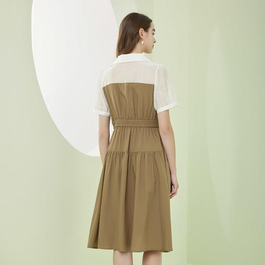 RF8E8斯尔丽瑟俪2023夏季新款收腰显瘦A摆衬衫式时尚拼接连衣裙 商品图1