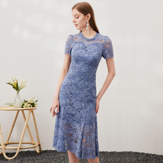 EITIE爱特爱夏季新款洋气镂空蕾丝显瘦收腰连衣裙女裙7007732 商品图1