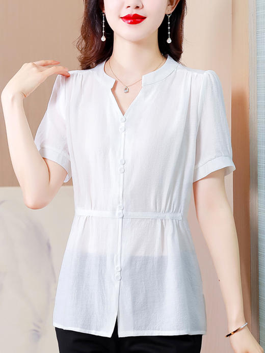 SMZ3906 气质雪纺衬衫女装夏季新款2023显瘦收腰妈妈高端洋气高端小衫上衣 商品图2