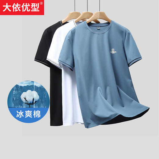 【新款DWN】大依优型大码男装冰爽棉圆领短袖T恤休闲运动加肥加大胖子穿大号打底半袖 商品图0
