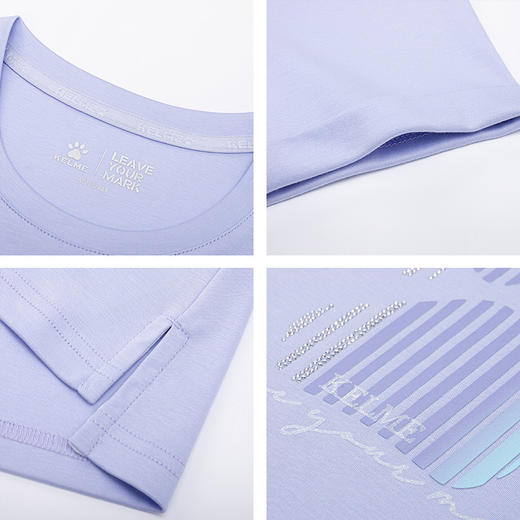 卡尔美夏季新款科学艺术城系列运动休闲纯棉短袖T恤 商品图5