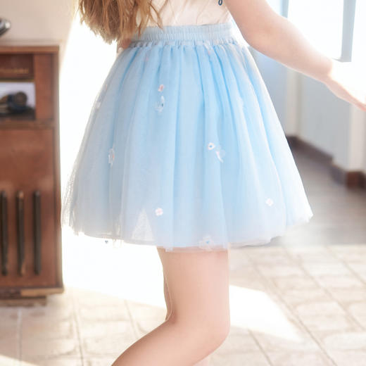 mettekids女童半身裙儿童夏季时尚百搭网纱裙中大童洋气绣花裙子 商品图3