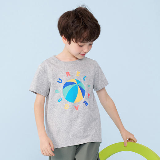 mettekids男童短袖t恤儿童夏季凉感透气童装中大童圆领速干上衣 商品图2