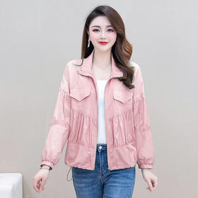 QYMLRX-LZA21-Y, 女士防晒服春夏新款长袖拉链款休闲上衣时尚气质外出防晒外套女