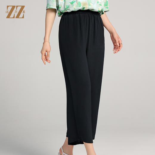 佐尔美夏季新款 百搭舒适100%桑蚕丝真丝长裤女E22KS90 商品图3