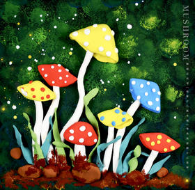 《轻黏土艺术课之五彩蘑菇丛》低幼手工【自动发货：下单后，点击手机短信中收到的链接，即可获取文件下载的链接；如有任何问题，可添加客服微信hm33268获得帮助】