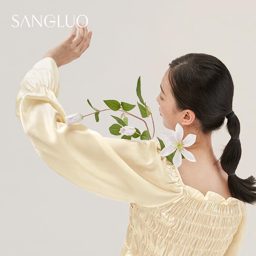 SANGLUO法式宫廷风睡衣套装女桑蚕丝家居服可外穿 商品图5