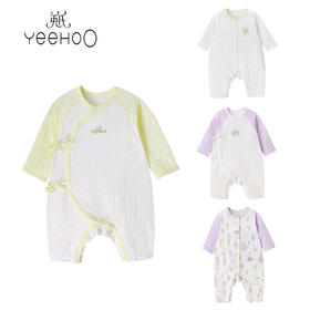 英氏连体蛤衣新生儿纯棉轻薄提花爬服YLHAJ12007A YLHAJ12008A YLAAJ12008A YLAAJ12007A