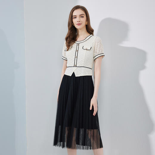 NF8C1斯尔丽瑟俪2023春夏新款法式小香风假两件连衣裙 商品图2