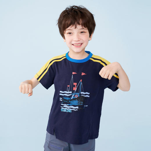 mettekids儿童短袖t恤夏季男童凉感速干上衣中大童卡通圆领童装 商品图2