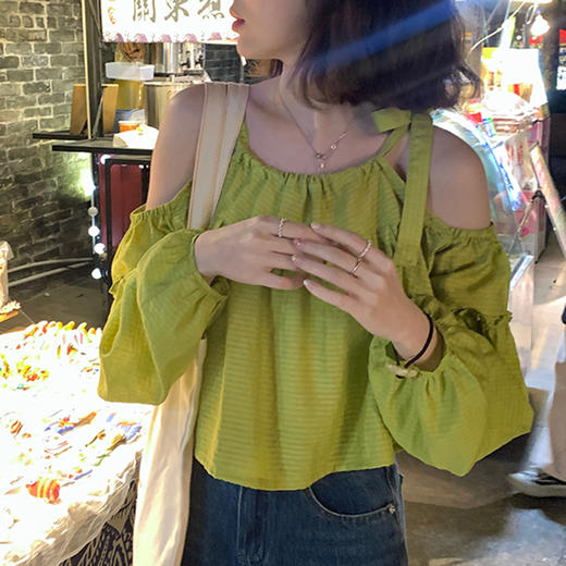 裁缝学苑AX53短款衬衫纸样女装系带露肩泡泡袖上衣做衣服样版裁剪 商品图3