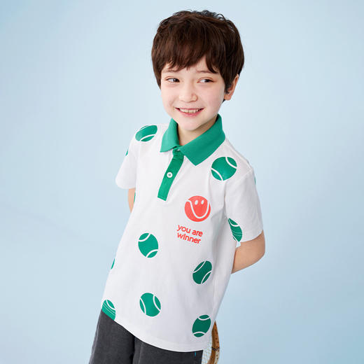mettekids男童短袖t恤儿童夏季凉感透气polo衫童装中大童休闲上衣 商品图0